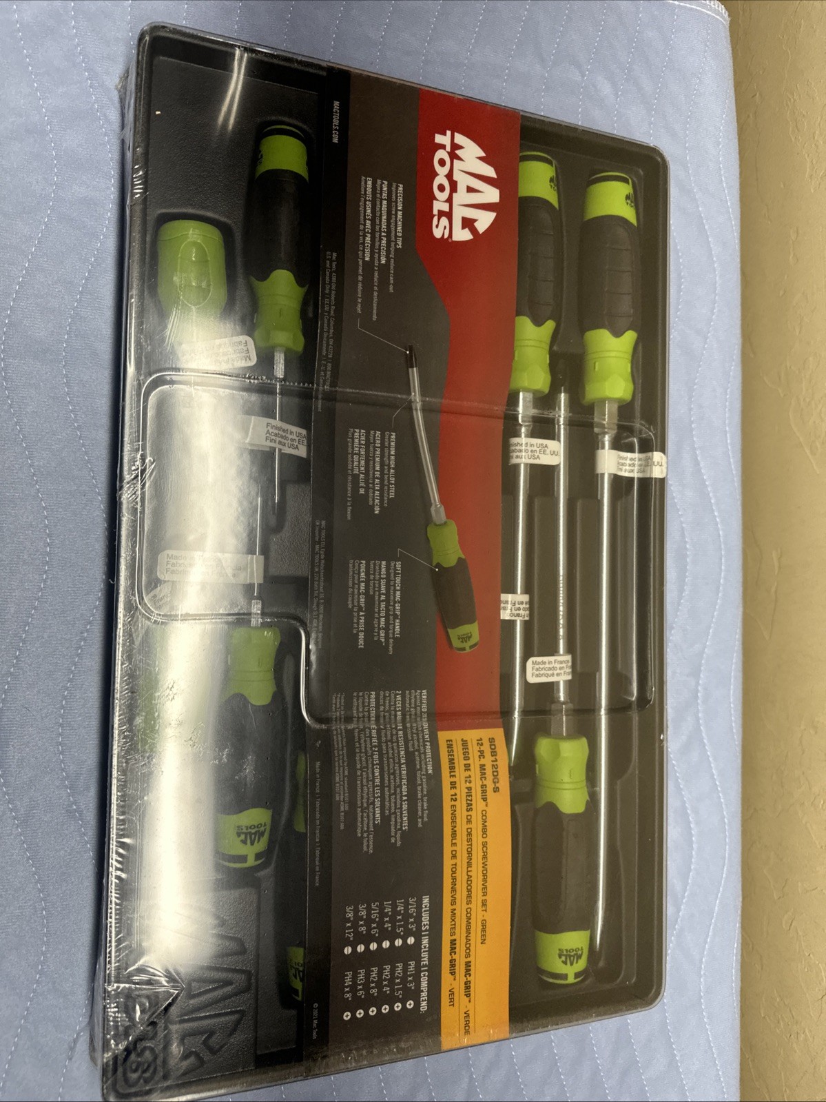 MAC TOOLS SDB12DG-S 12PC Mac-Grip Combination Screwdriver Set – Green. Brand New
