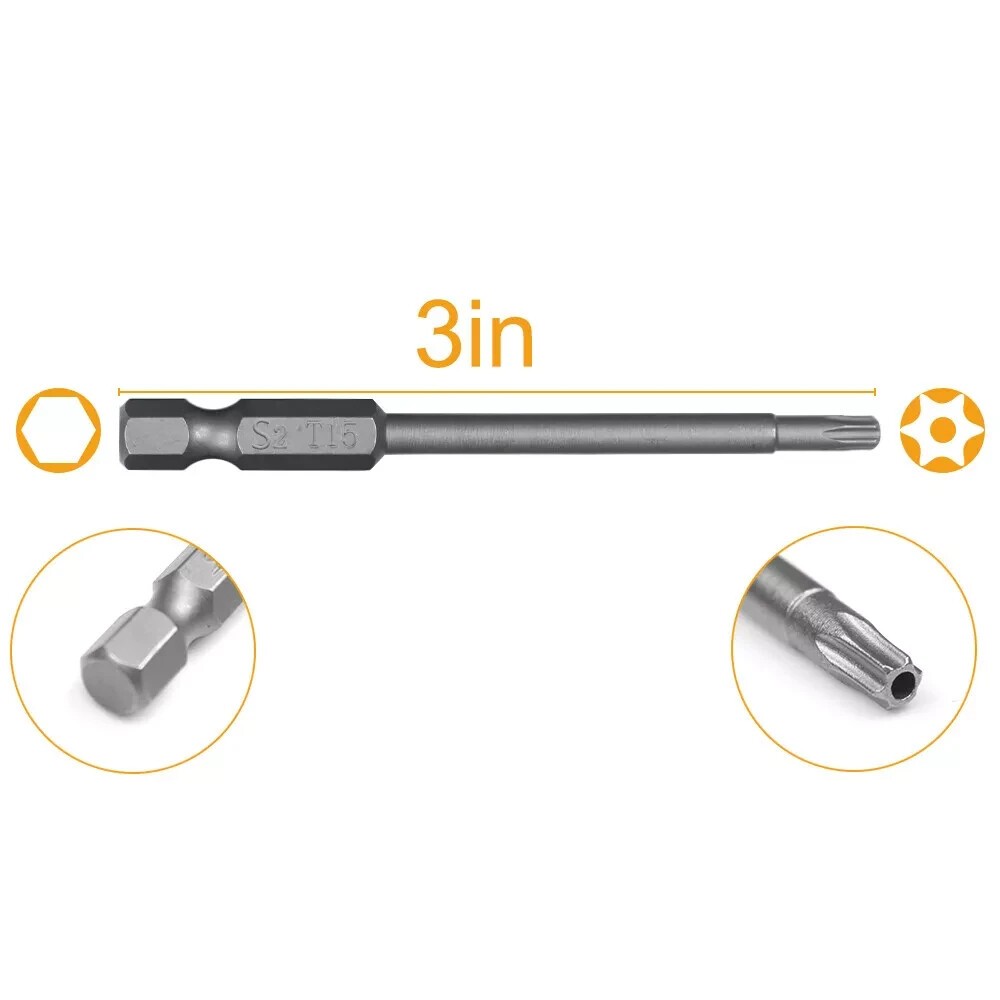 11Pcs T6-T40 Magnetic Head Torx Screwdriver Bit Set Security Tamper Proof Star