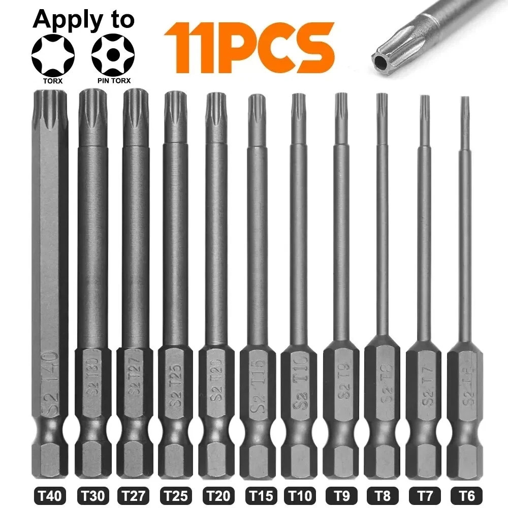 11pc T6-T40 Magnetic Head Torx Screwdriver Bit Set Security Tamper Proof Star US
