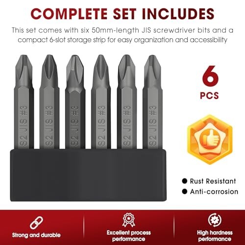 6-Piece Magnetic JIS Screwdriver Bit Set for Japanese Car, Motorcycle & Related