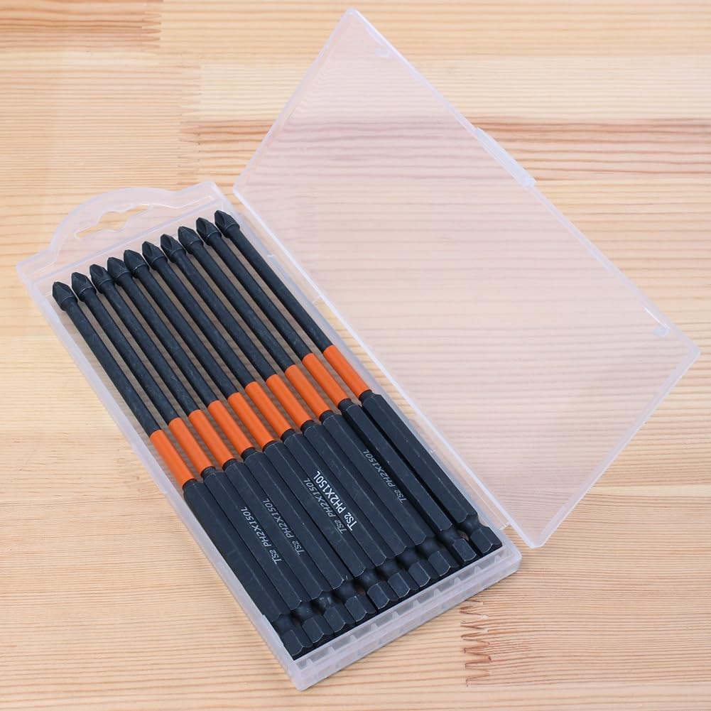 10PCS Phillips Impact Driver Bits – High Torque, Length:6, Black and Orange