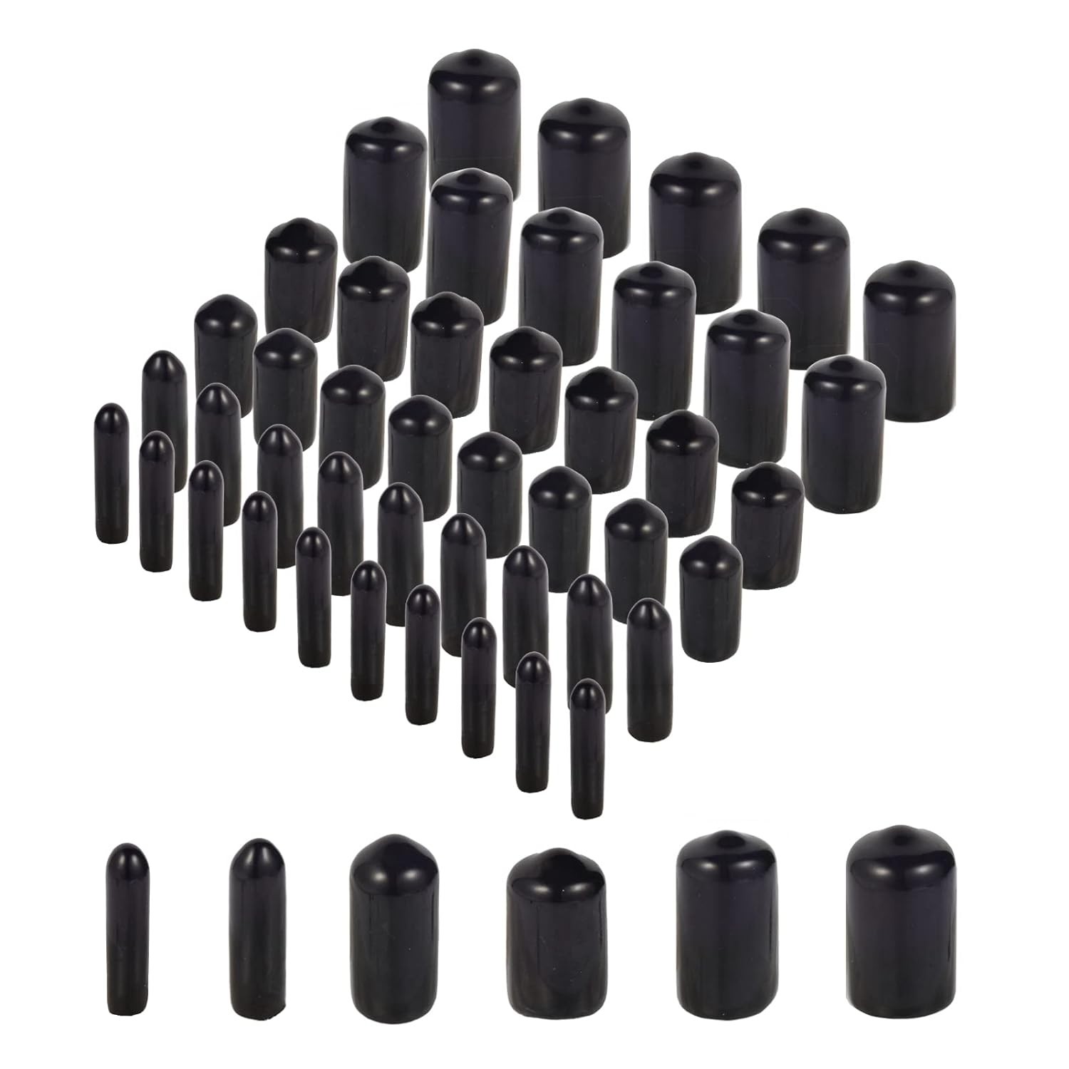 Aleric Rubber End Caps – 60pcs Flexible Screw Thread Protector Covers Black