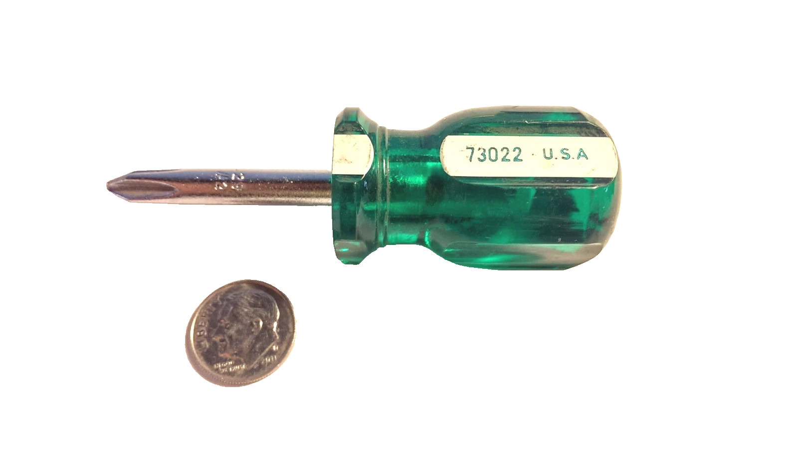 Vintage S-K Green/ White Stubby Phillip Screwdriver 73022 **Made in the USA**