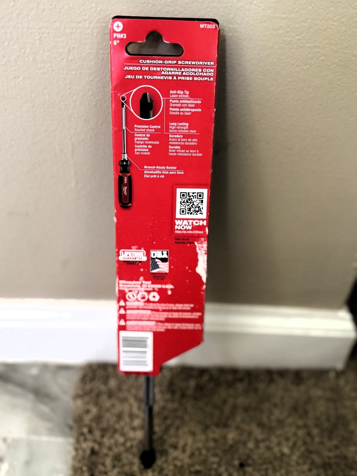Milwaukee MT203 #3 6″ Cushion Grip Phillips Screwdriver – Made In USA