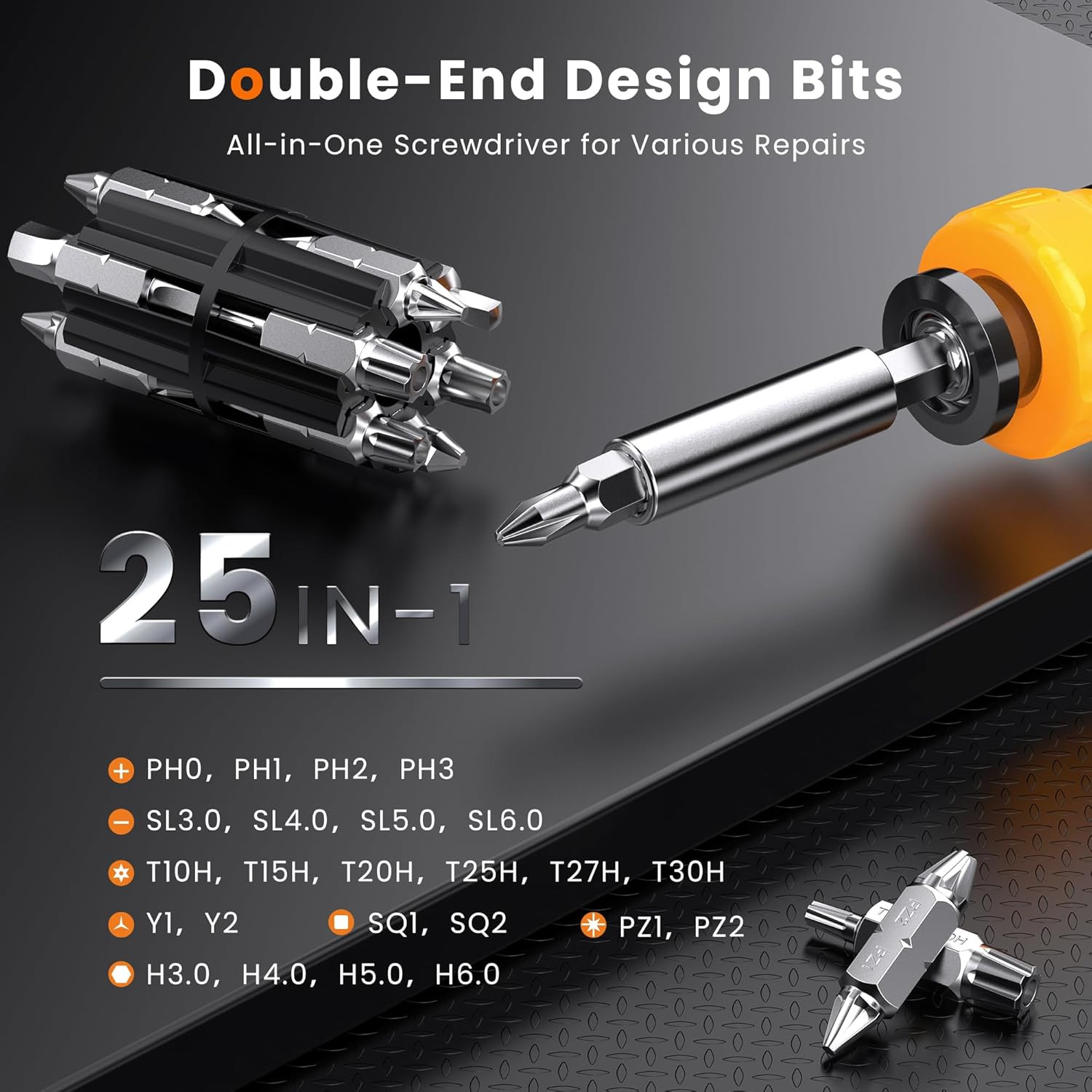 25 in 1 Magnetic Multibit Screwdriver Set with Extension Pole