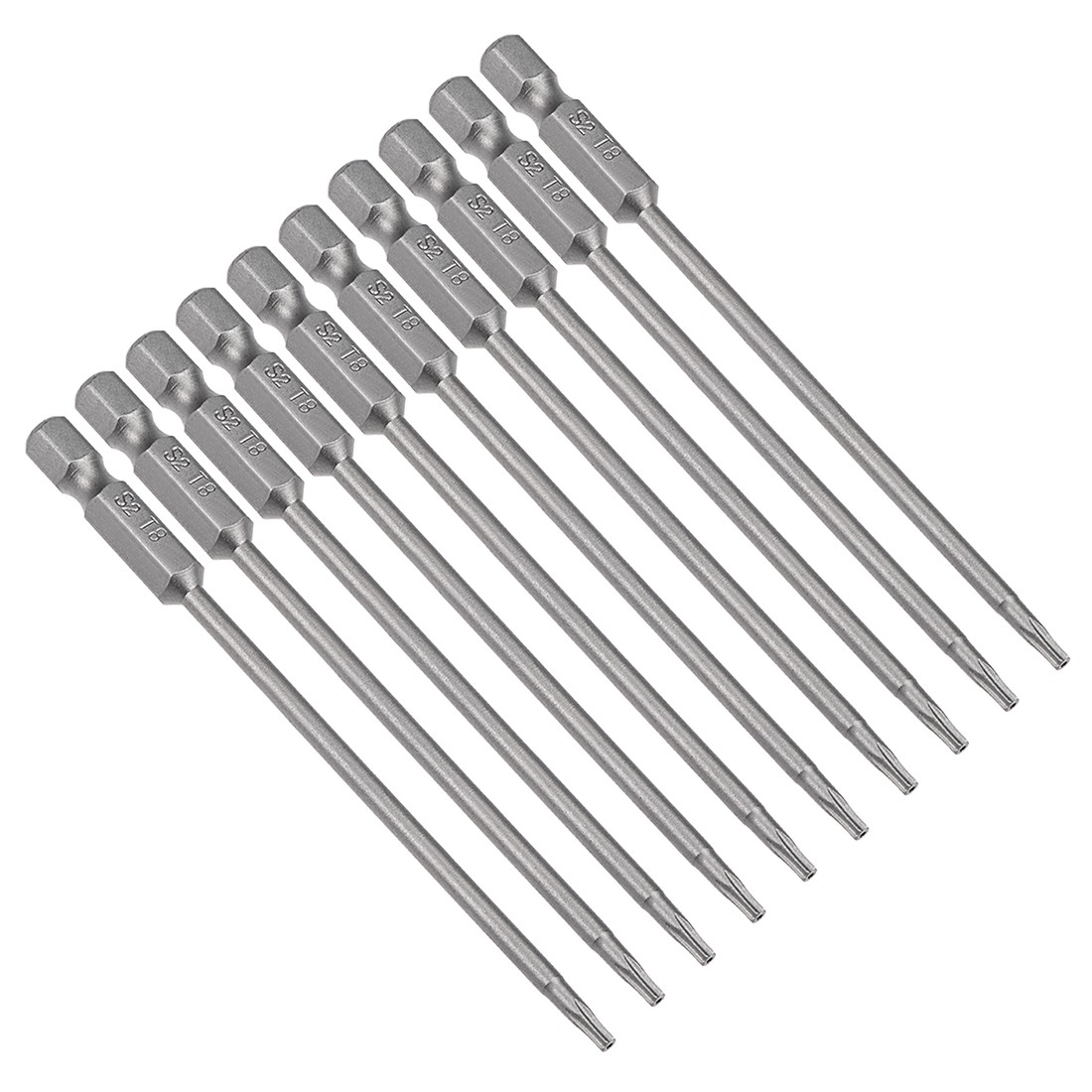 10 Pcs 1/4″ Hex Shank T8 Magnetic Security Torx Screwdriver Bits 100mm Length
