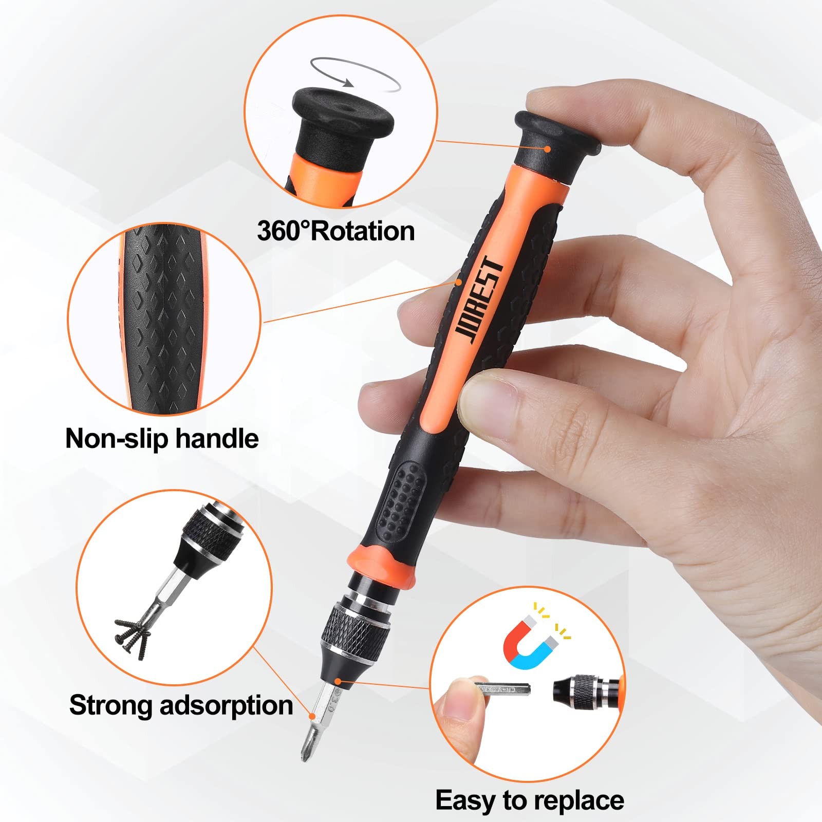 JOREST 24Pcs Small Precision Screwdriver Set with Torx T5 T6 T8 T9, Y00, Star P5