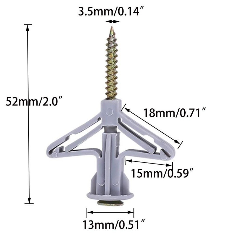 100pcs Self-Drilling Drywall Anchor Kit – Hollow Wall Anchors with Screws N742