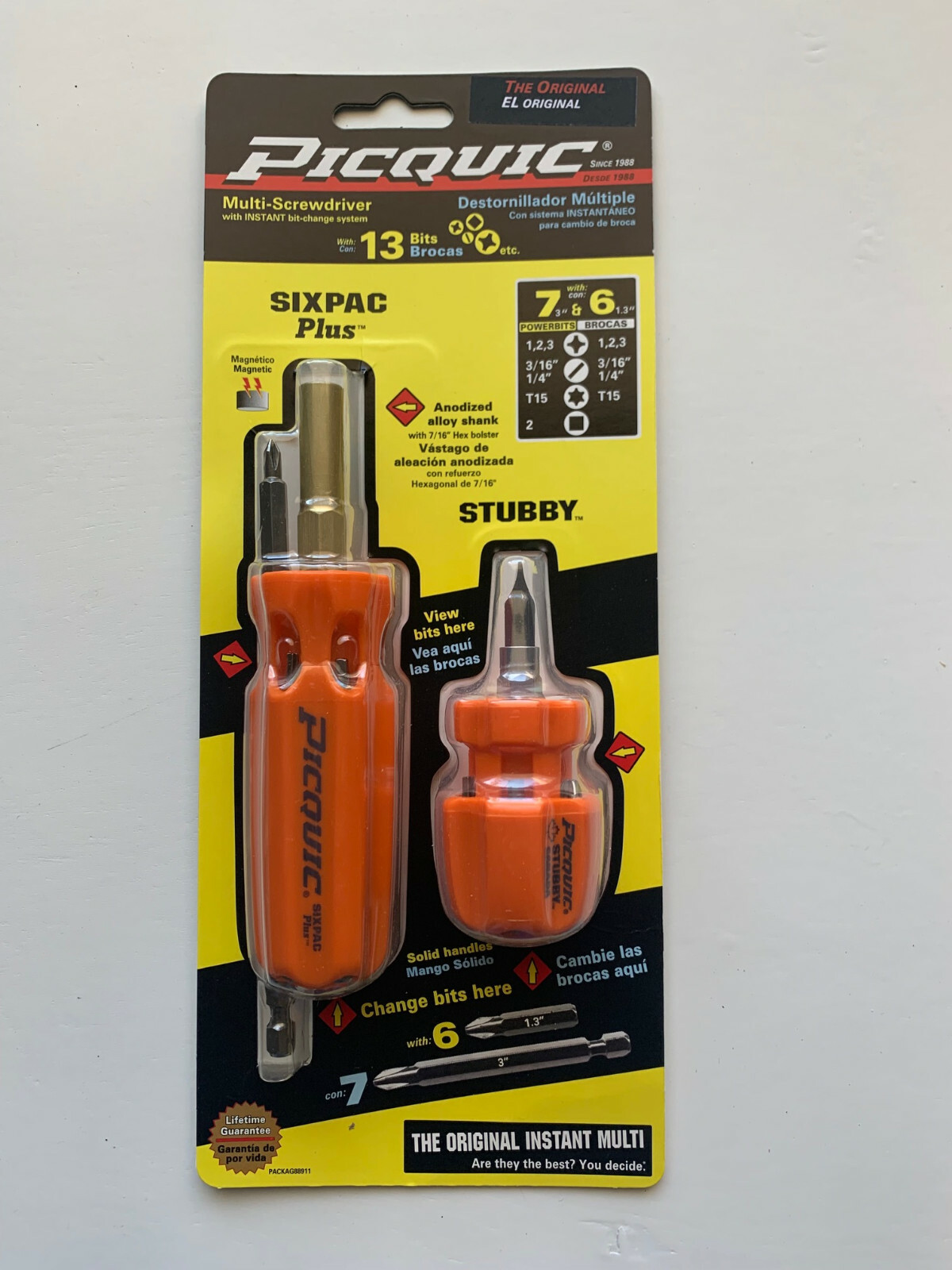 PICQUIC COMBO Screwdriver Set – SixPac Plus & Stubby – Multi Bits Orange