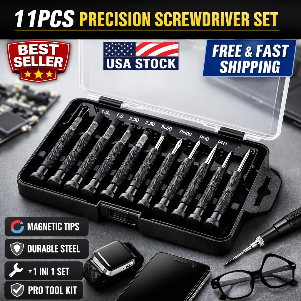 11pc Small Precision Screwdriver Set Mini 6 Sizes Flat Philips for Watch Glasses