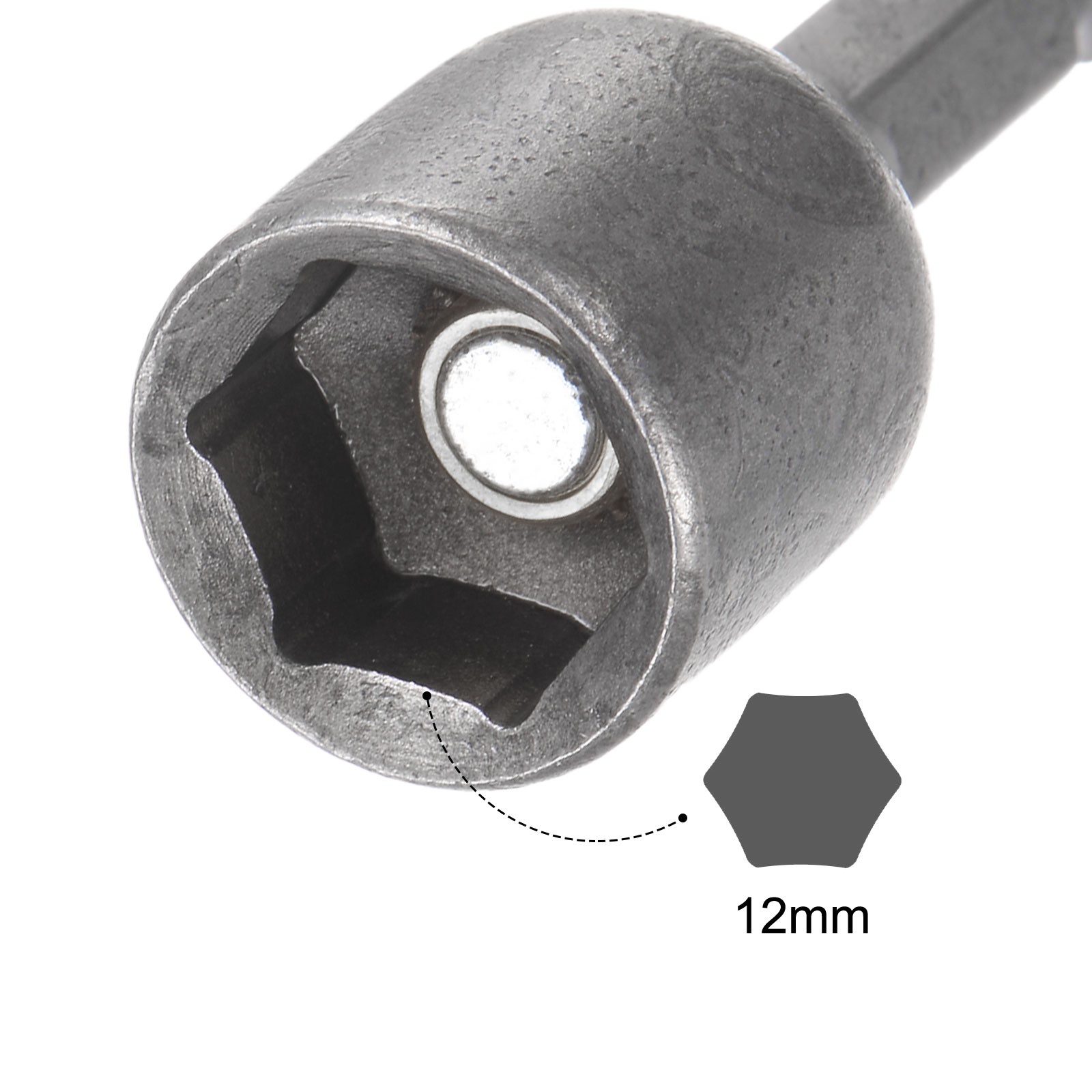 5Pack 1/4″ Quick-Change Hex Shank 12mm Magnetic Nut Driver Bit 1.89″ Long