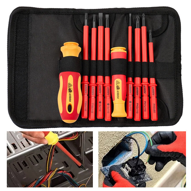 10pc Electrician’s Insulated Magnetic Electrical Hand Screwdriver Tool Set New