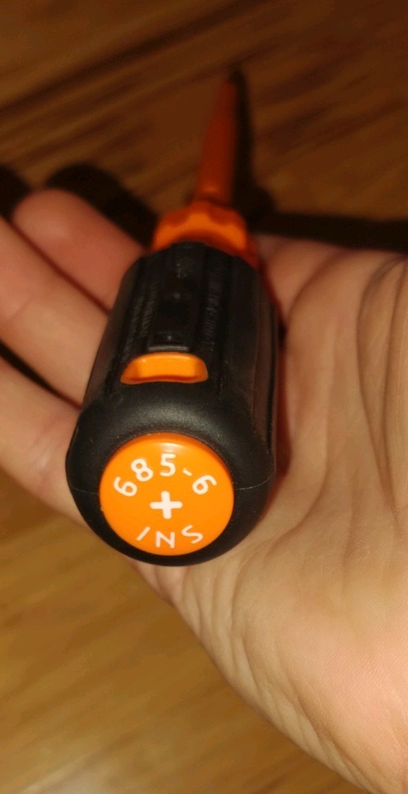 Klein Tools Insulated #1 Phillips Screwdriver 685-6 INS Orange Black 10 in