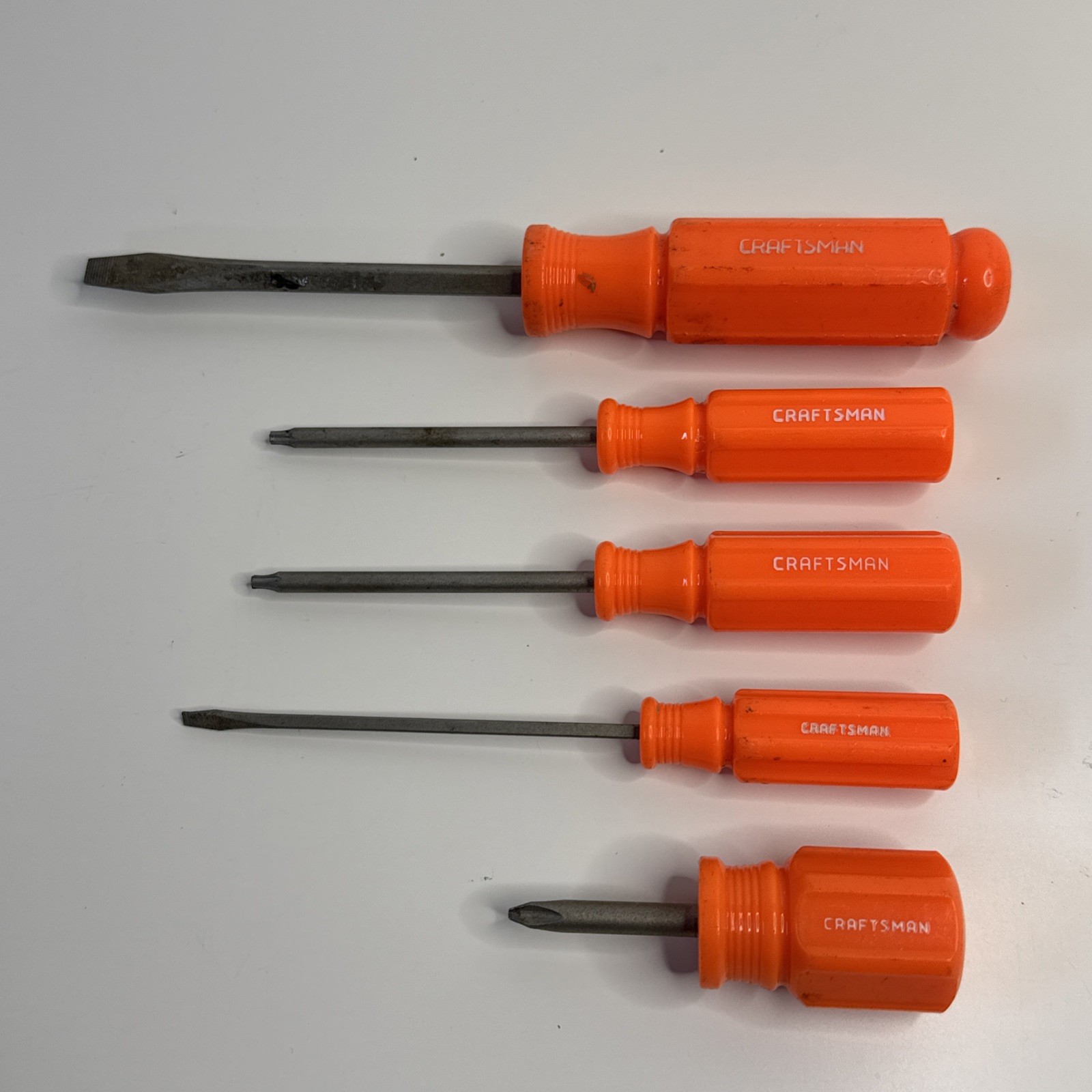 5 NEON ORANGE HANDLE CRAFTSMAN SCREWDRIVERS