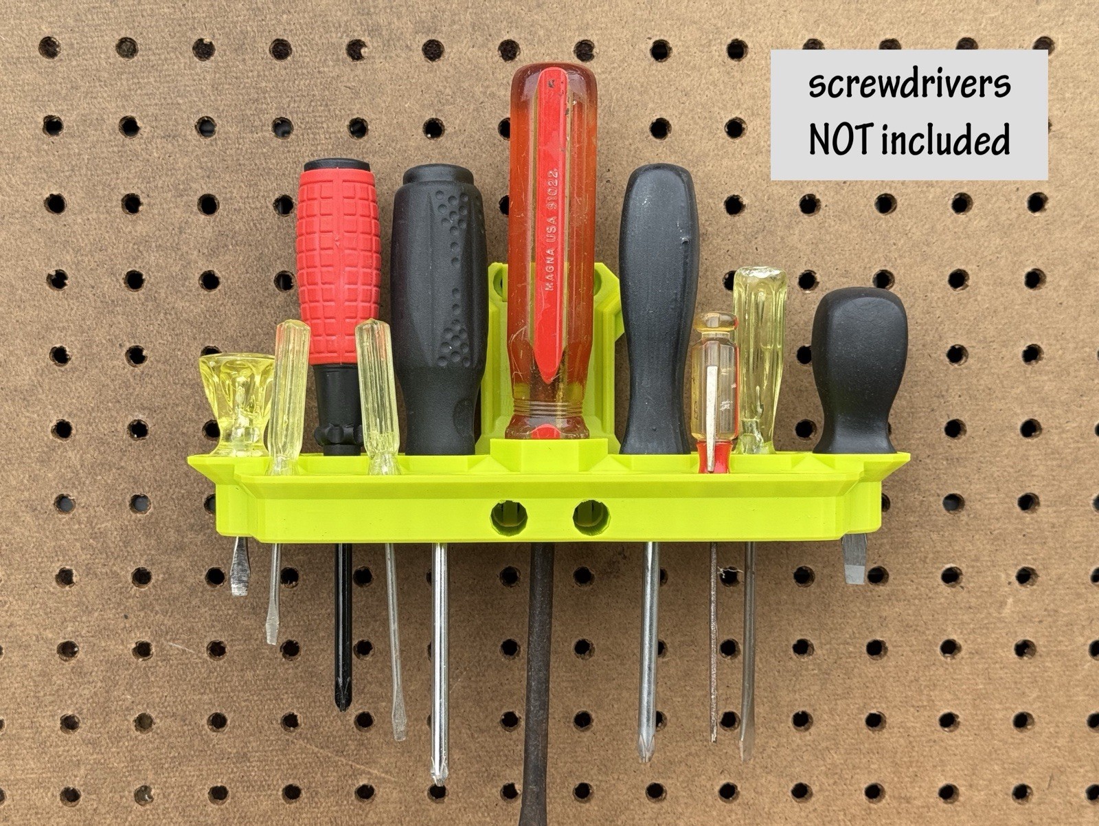 13 Screwdriver Holder For Ryobi Link Rails, pegboard, or wall. Garage Tool-Green