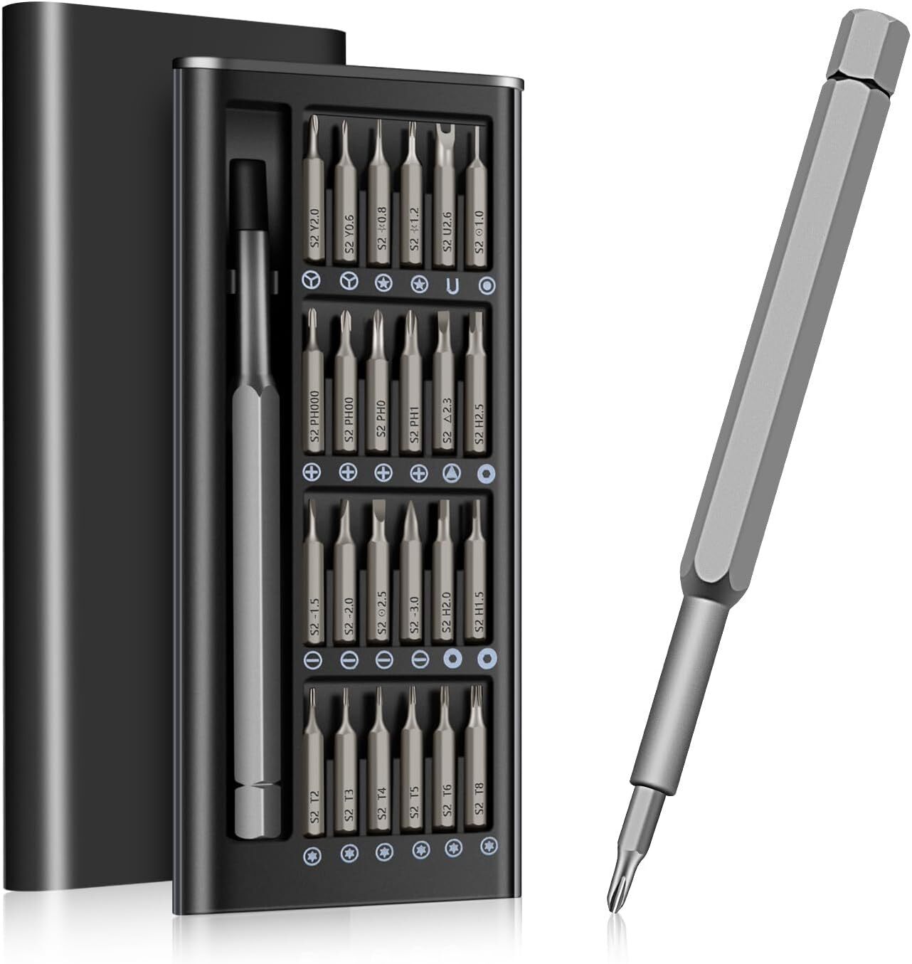 24-in-1 Magnetic Precision Screwdriver Set With S2 Bits for Electronics Repair