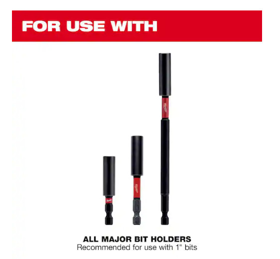 Milwaukee SHOCKWAVE Impact Duty 1/4″ Insert Magnetic Nut Driver – Pack of 3