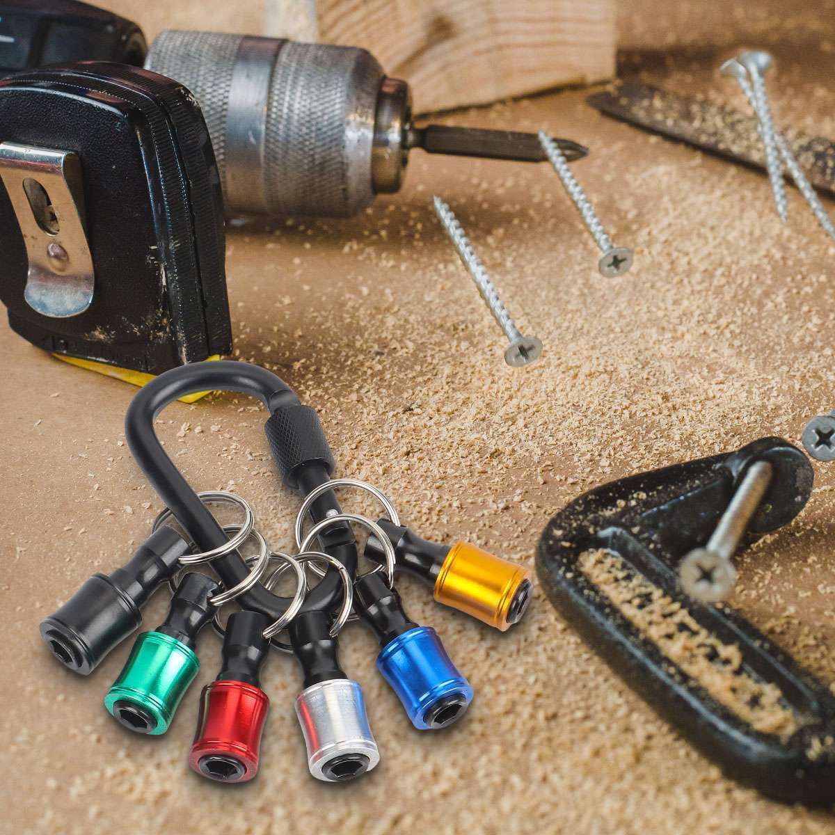 1/4″ Hex Shank Quick Release Keychain Screwdriver Drill Bit Holder Bit Set LOT
