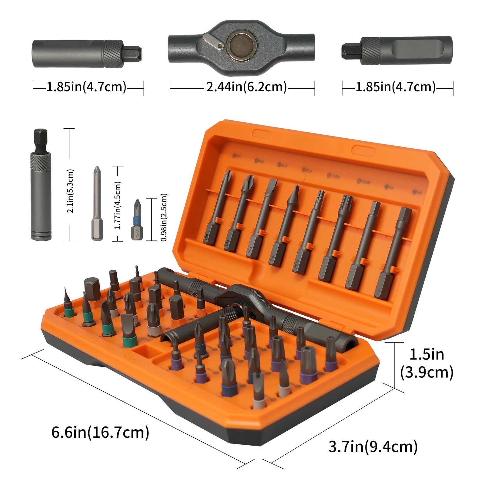 42PCS T-Shaped Ratchet Screwdriver Kit with Detachable Handle Tool Storage Case