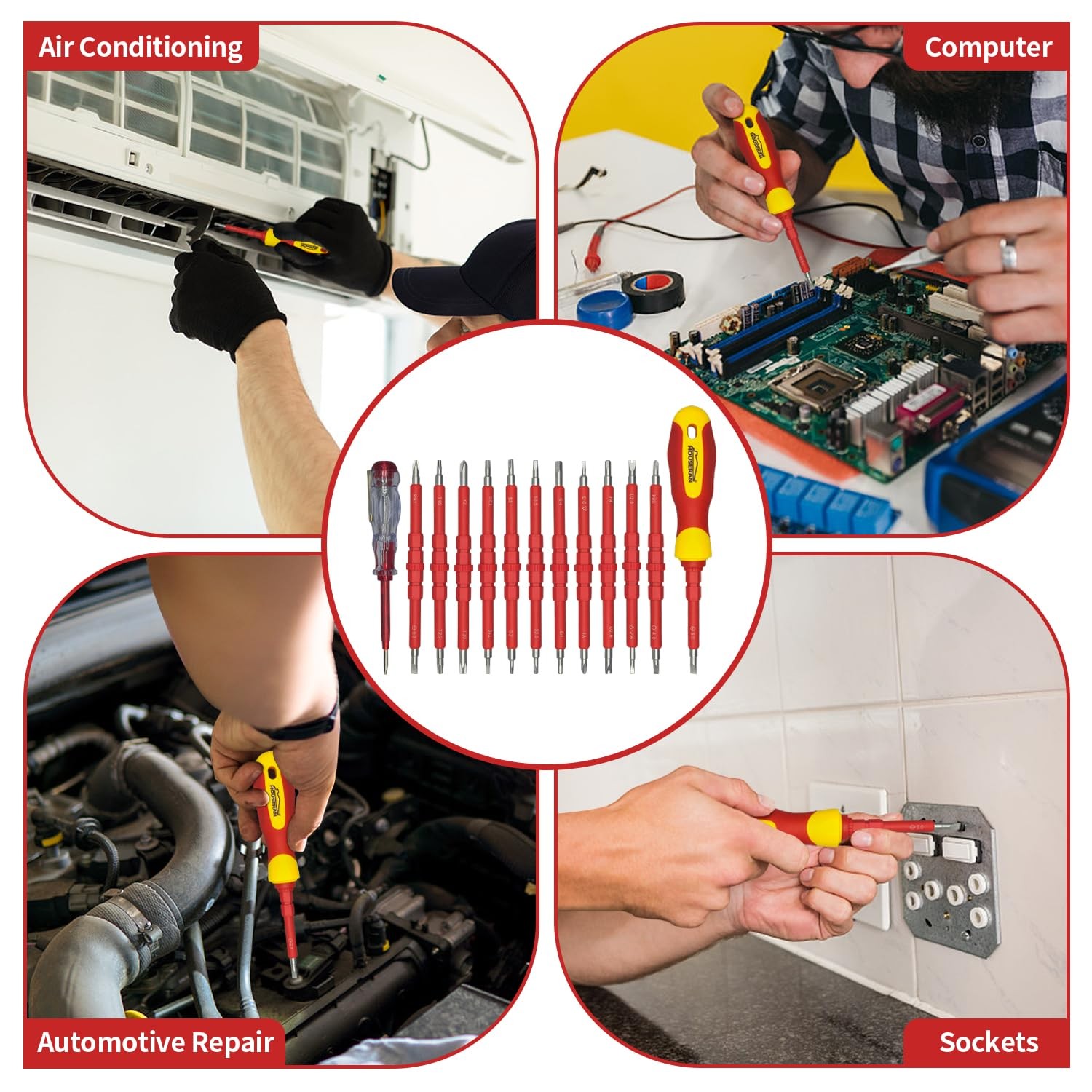 HOUSERAN 26pc Insulated Screwdriver Set 1000V Magnetic Electrician Tool Kit