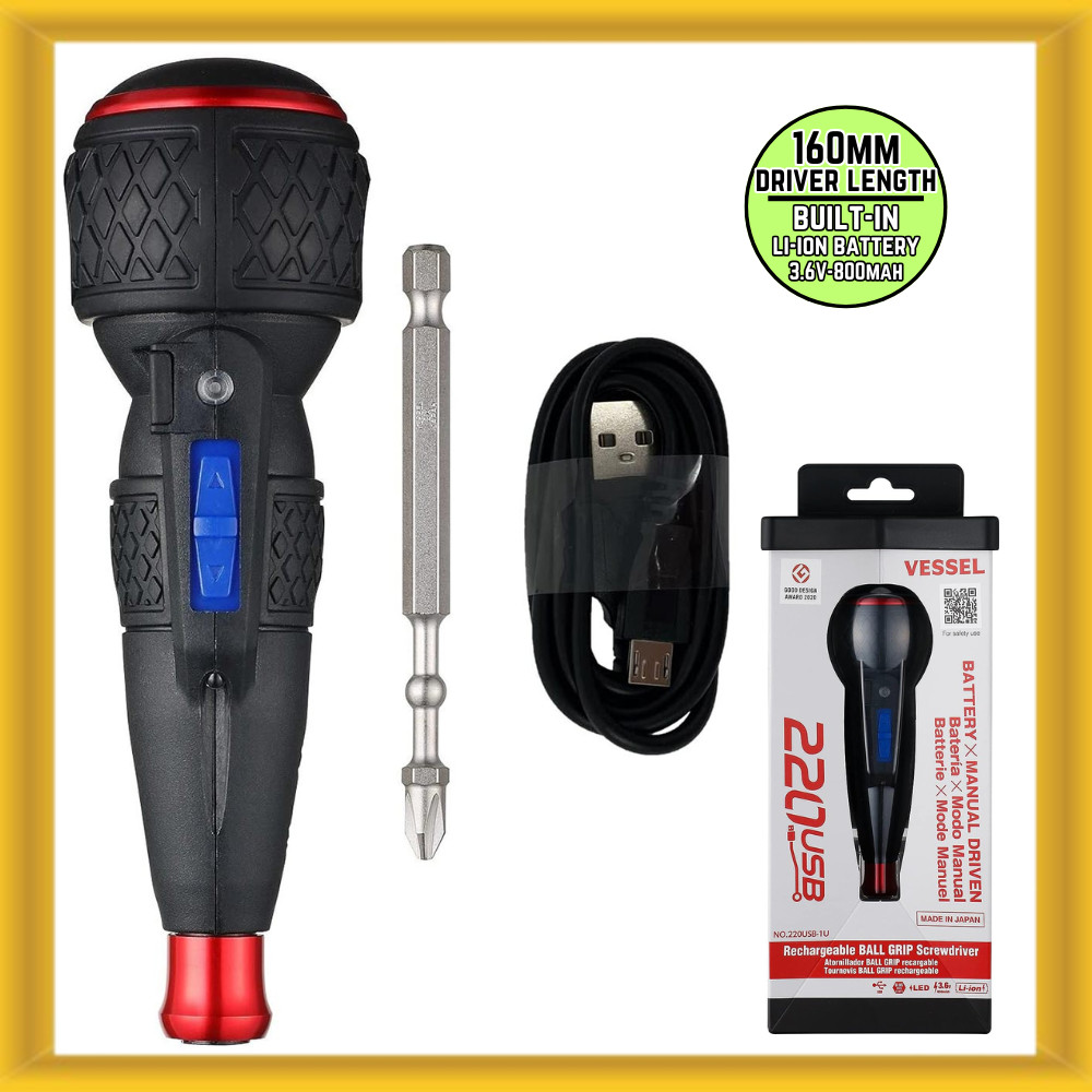 Vessel BALL GRIP e-ASSIST Screwdriver with +2 x 90mm Impact Torsion Bit (NEW)