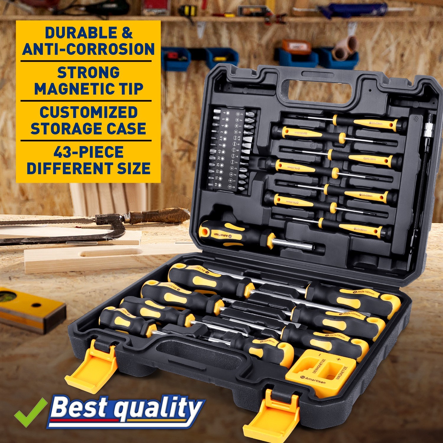 Amartisan Magnetic 43-in-1 Set Premium 6150 Chromium Vanadium Steel Screwdriver