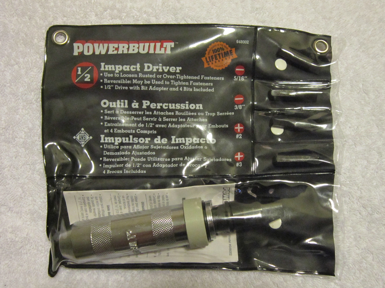 PowerBuilt – Reversible Impact Driver Kit [1/2″ Drive] (Part # 648002) *NEW*