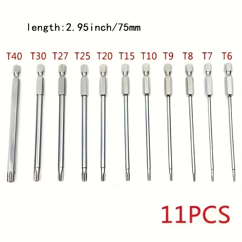 11-Piece Torx Screwdriver Bit Set – Multi-Size (T6-T40) for Vehicle Maintenance