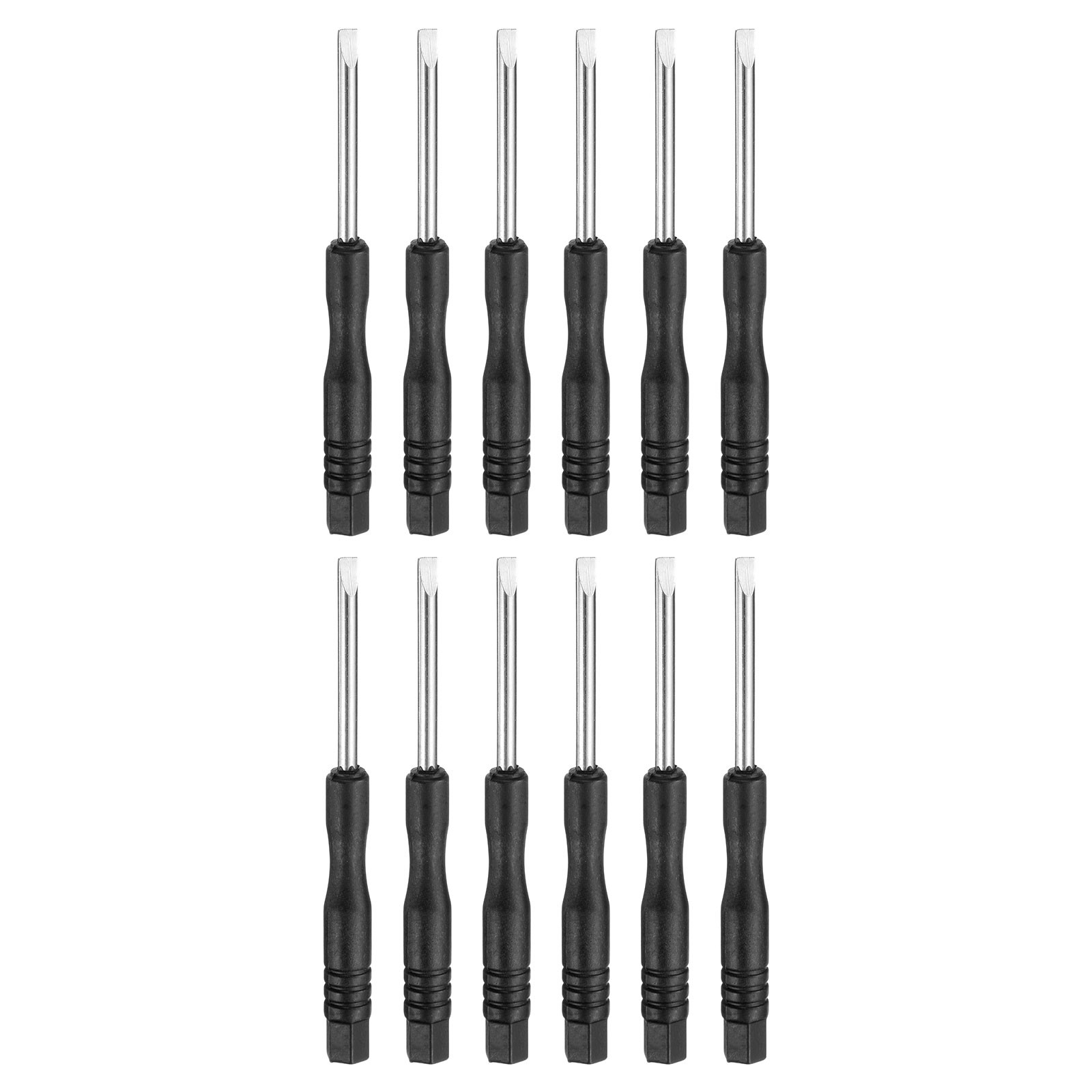 12pcs SL3.0 Mini Flat Head Screwdriver 3.07″ Screwdrivers Carbon Steel, Black
