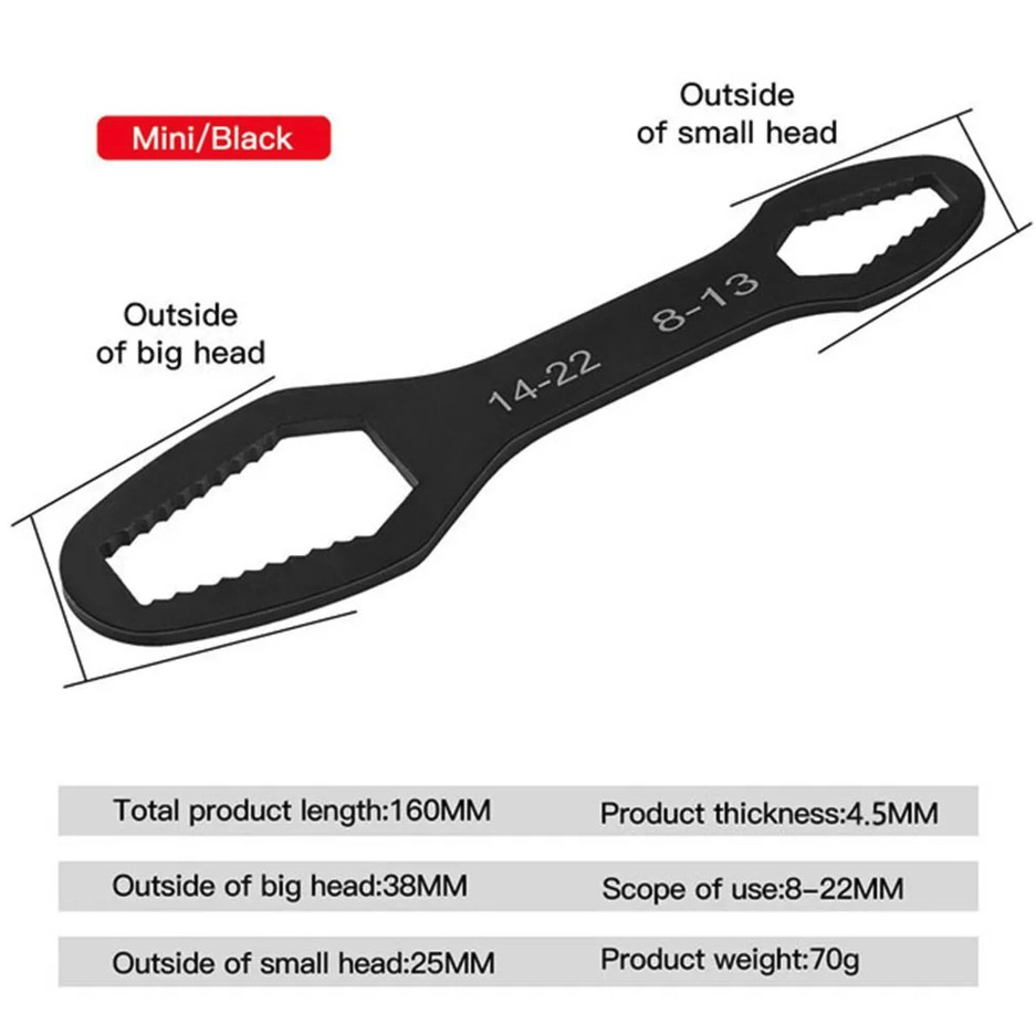 1pc Universal Double-Head Torx Wrench: Adjustable Self-Tightening Spanner – NEW