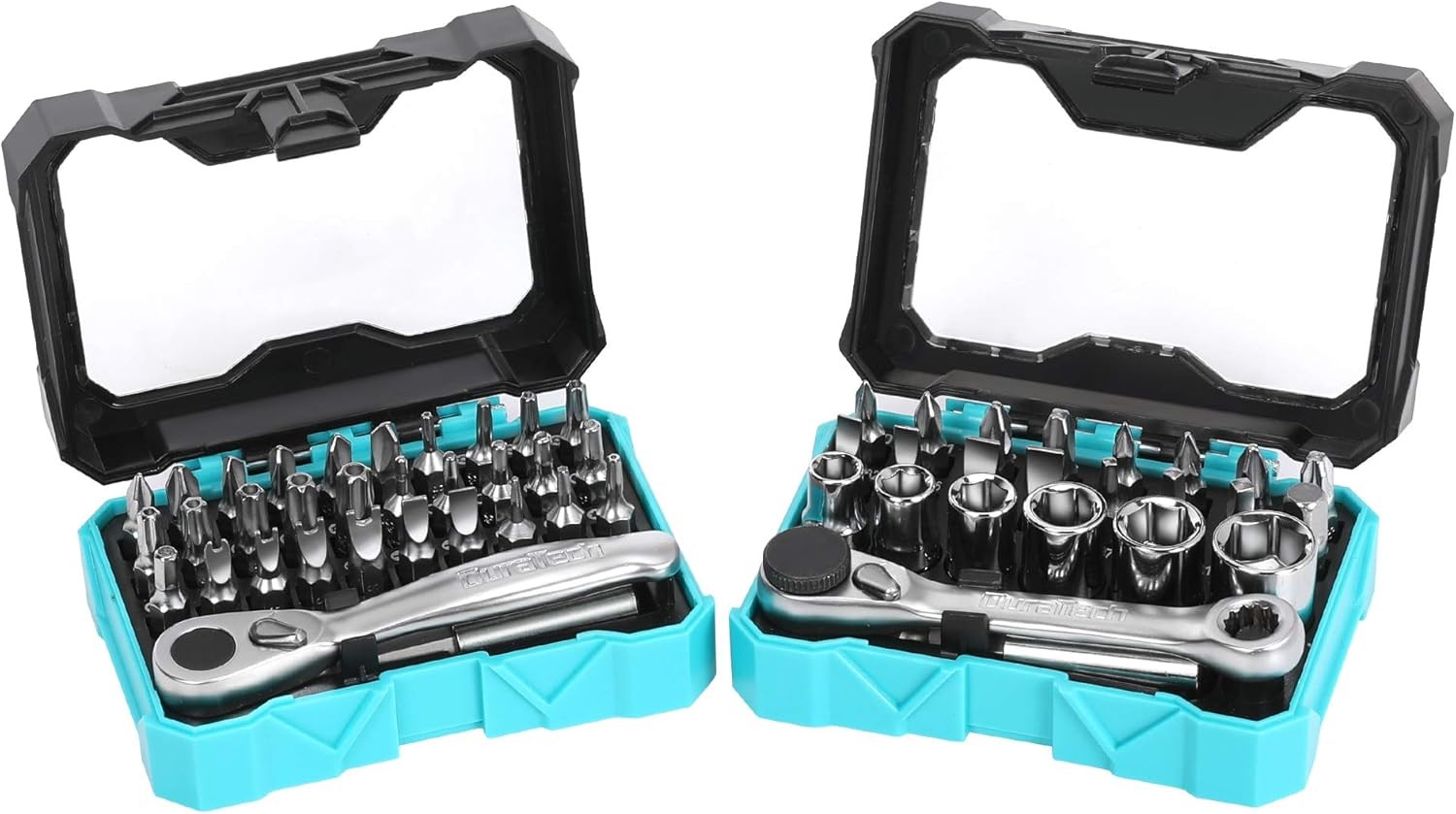 56 Piece 1/4″ Mini Ratchet Wrench and Screwdriver Bit Set 2-In-1 72-Tooth and 60