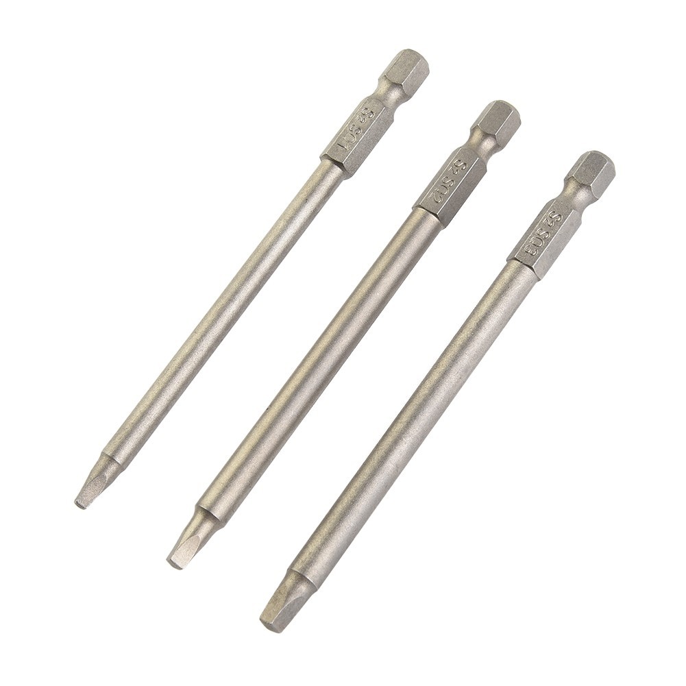 Screw Driver Bits Square Head Hand Tool Accessories 100mm 3pcs Hex SQ1-SQ3