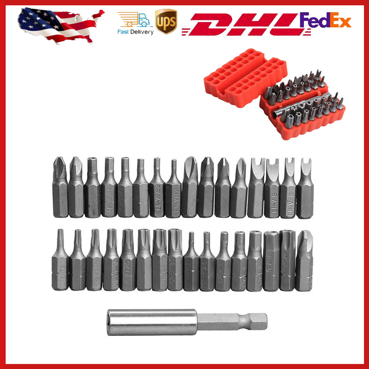 33Pcs Tamper Tri Wing Screwdriver Proof Security Torq Hex Star Spanner Torx Bit