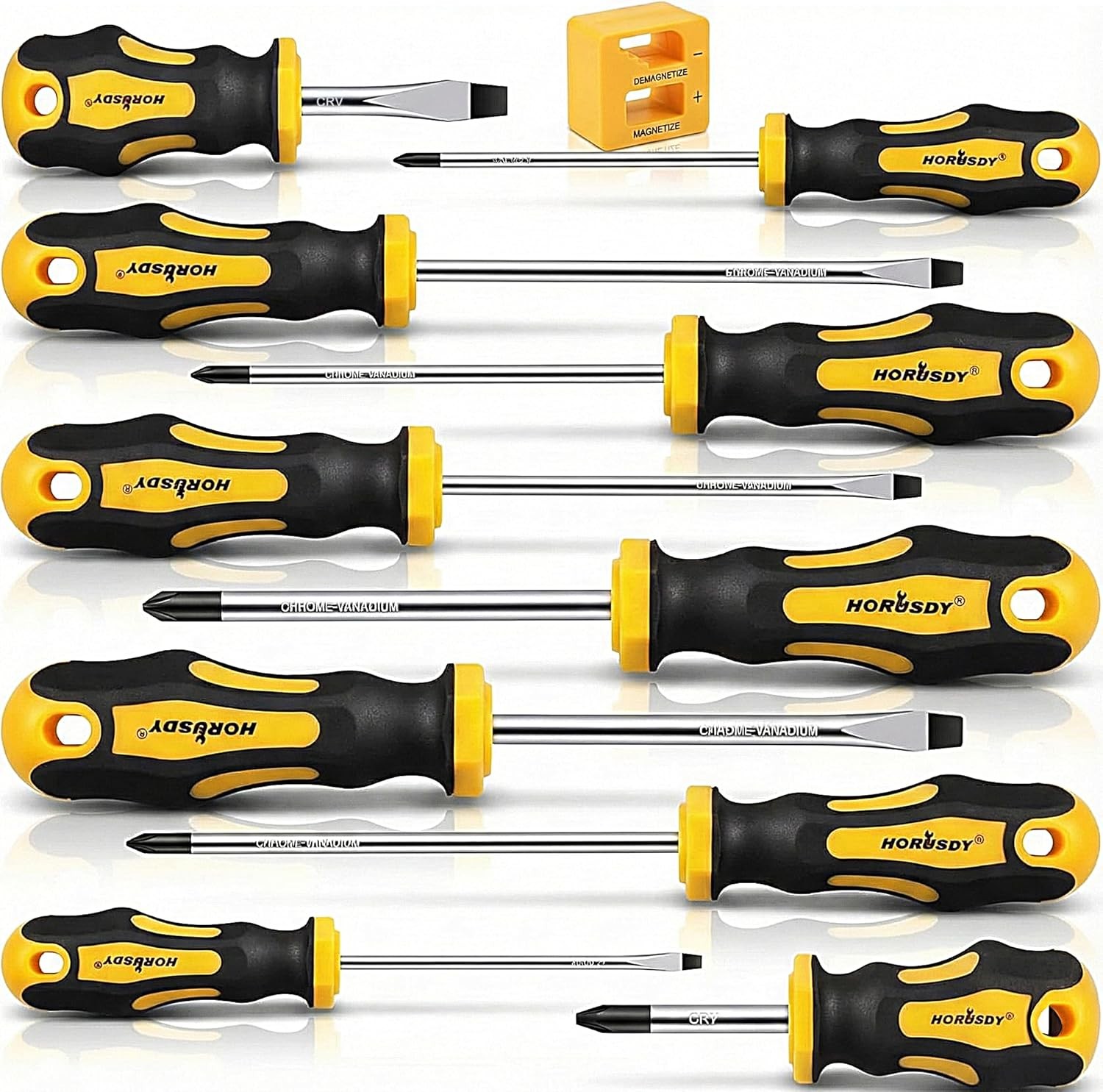 11 Pieces Magnetic Screw Driver Magnetic 5 Phillips and 5 Flat Head Tips