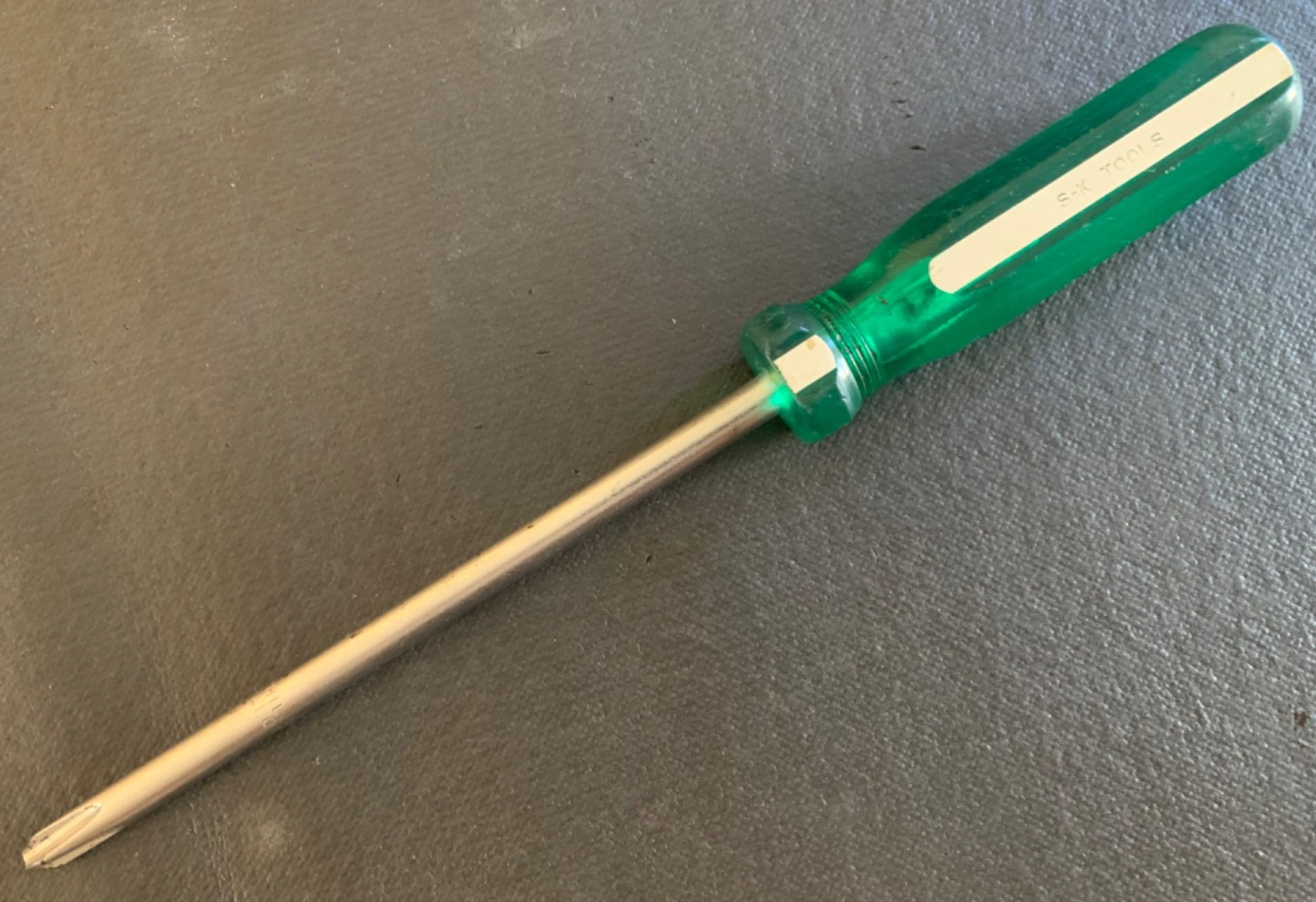 Vintage S-K Tools USA 73003 #3 Phillips Screwdriver Green & White Handle