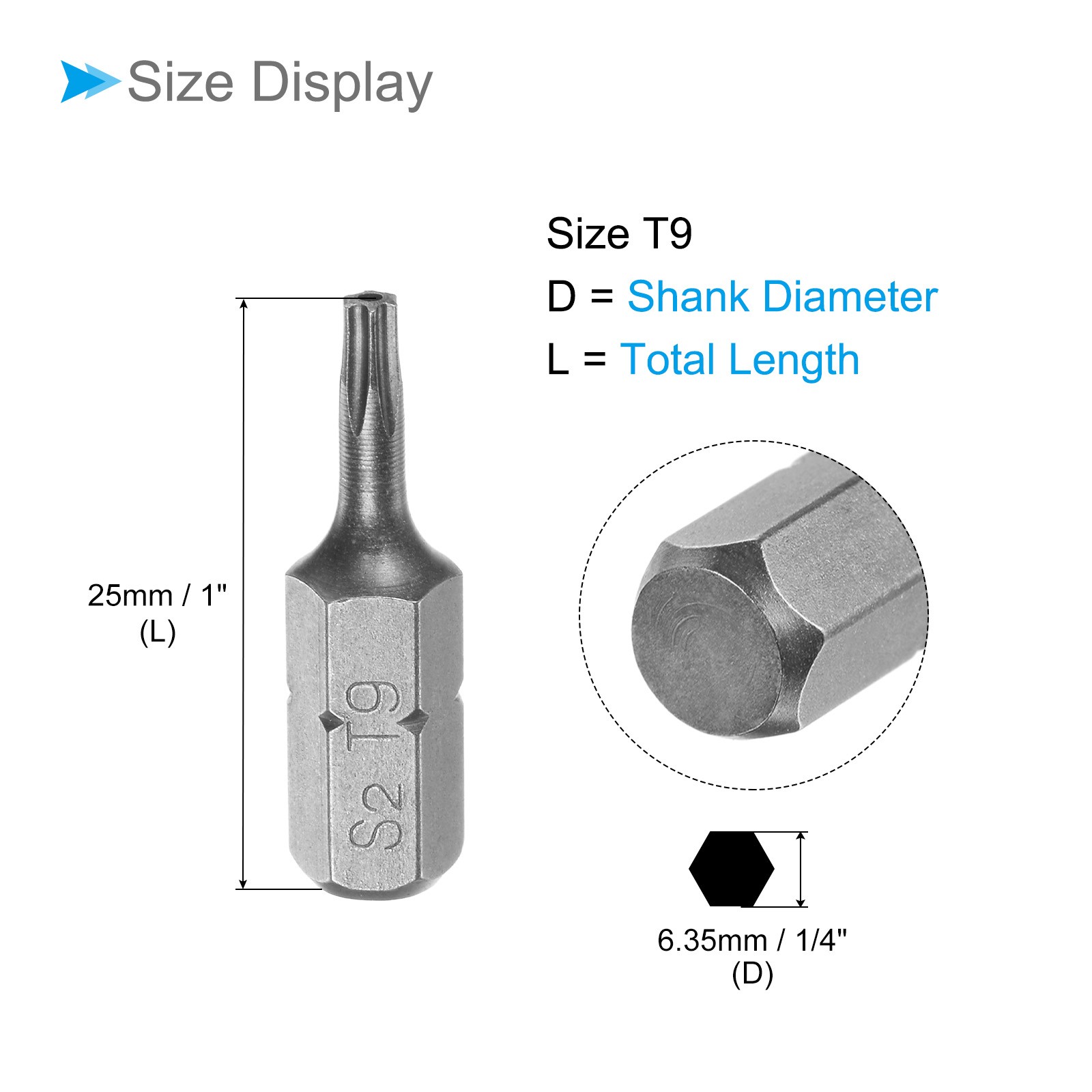 25pcs Torx Screwdriver Bits 1/4″ Hex Shank 25mm T9 Magnetic Screwdrivers Bit