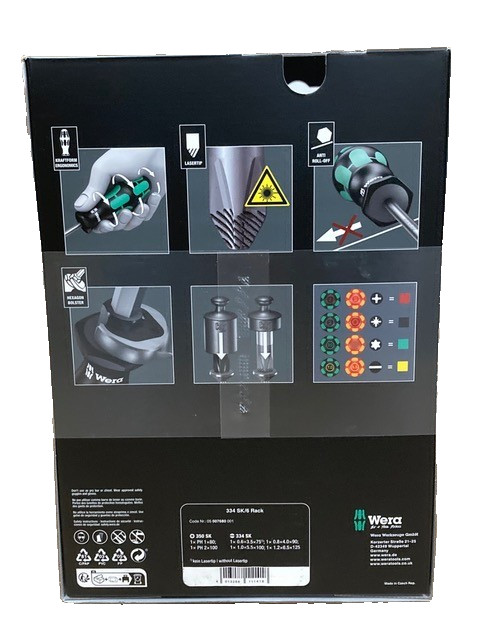 Wera Screwdriver Set 334 SK/6 Laser Etched with Rack, 05007680001, 6 PIECE SET