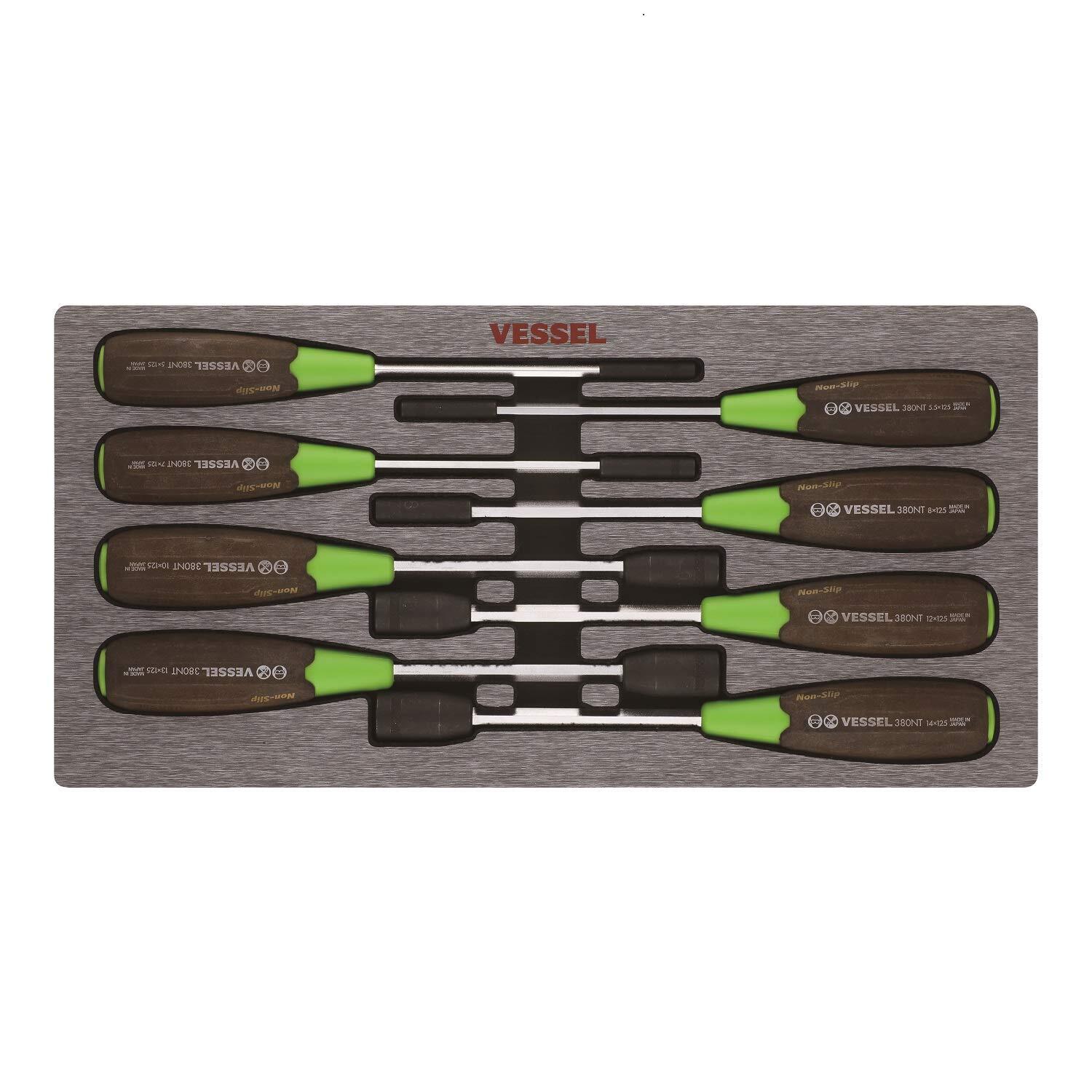 Vessel 3808EVA WOOD-COMPO Non-Slip Hex Nut Driver 8PC. Set