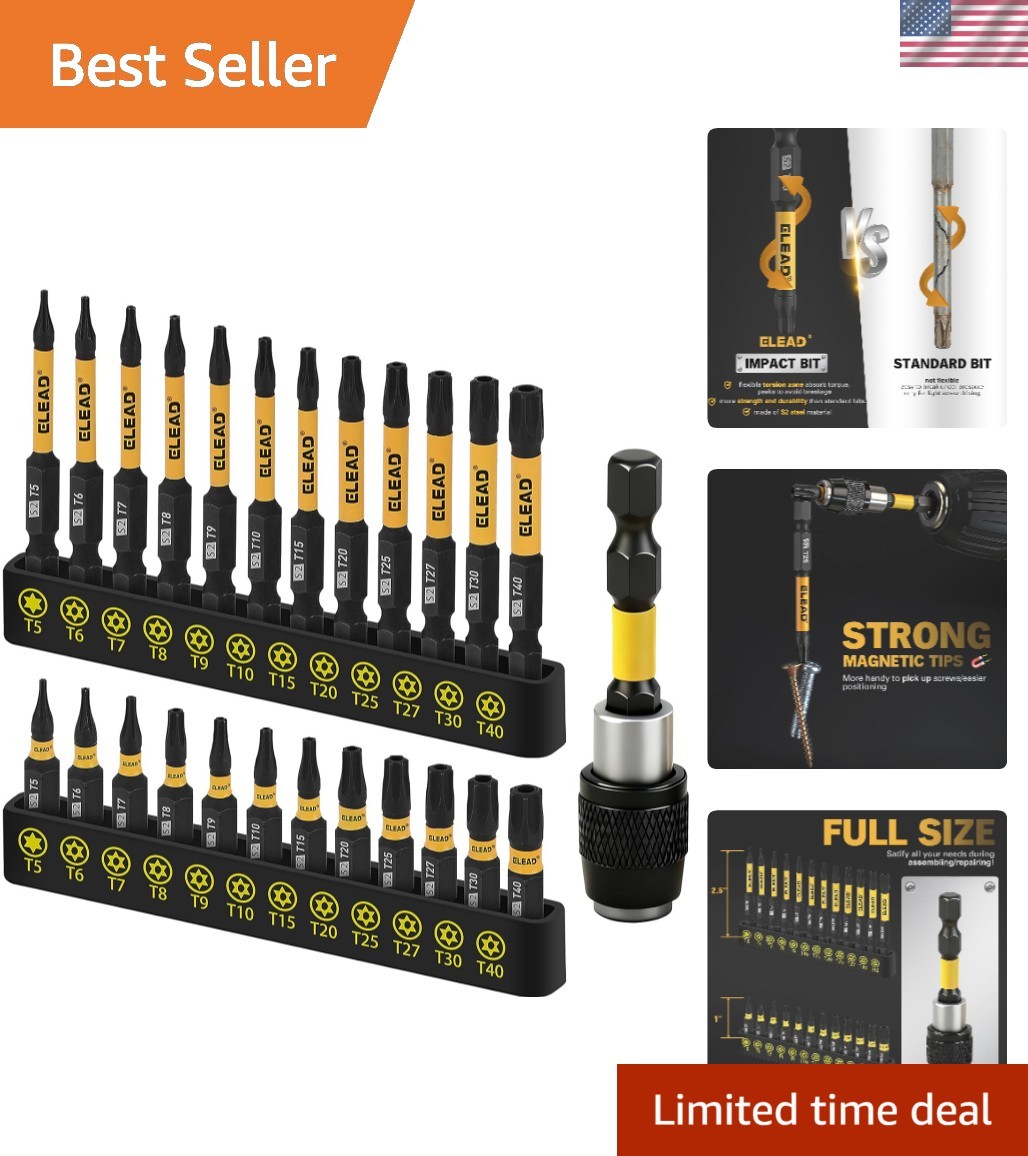 Versatile 25-Piece Torx Bits Set with Magnetic Extension for Home Improvement