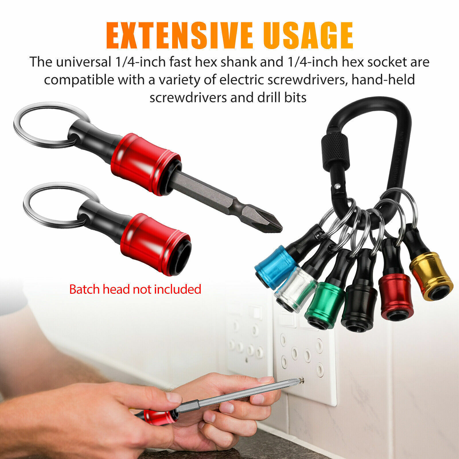 12PCS Keychain Screwdriver Drill Bit 1/4″ Hex Shank Quick Release Holder Bit Set