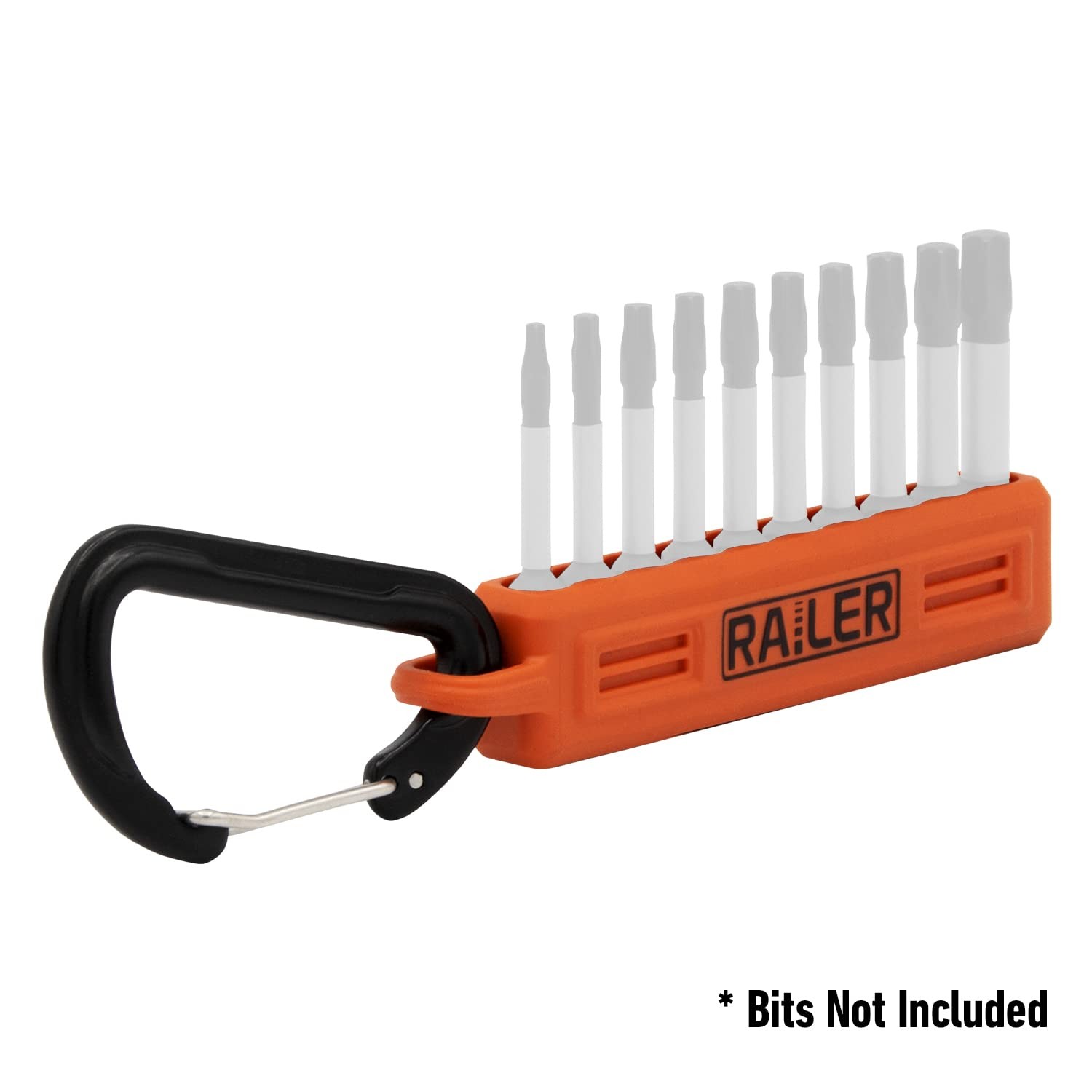 Screwdriver Bit Holder Storage Organizer – Railer 10-Hole Black + Orange