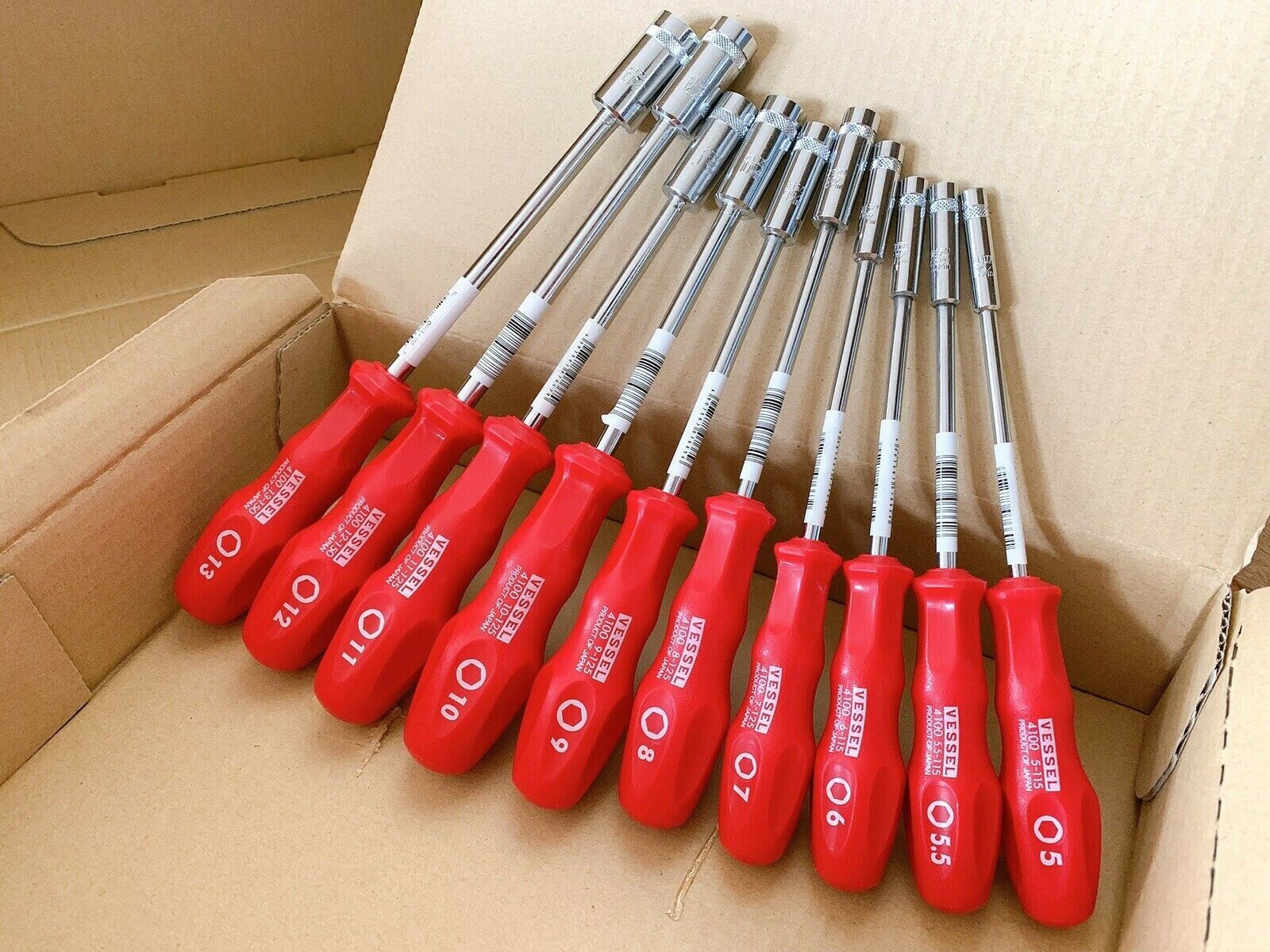 Vessel 4100 Power Socket nut driver 10 piece set Hexagon 5mm-13mm made in Japan