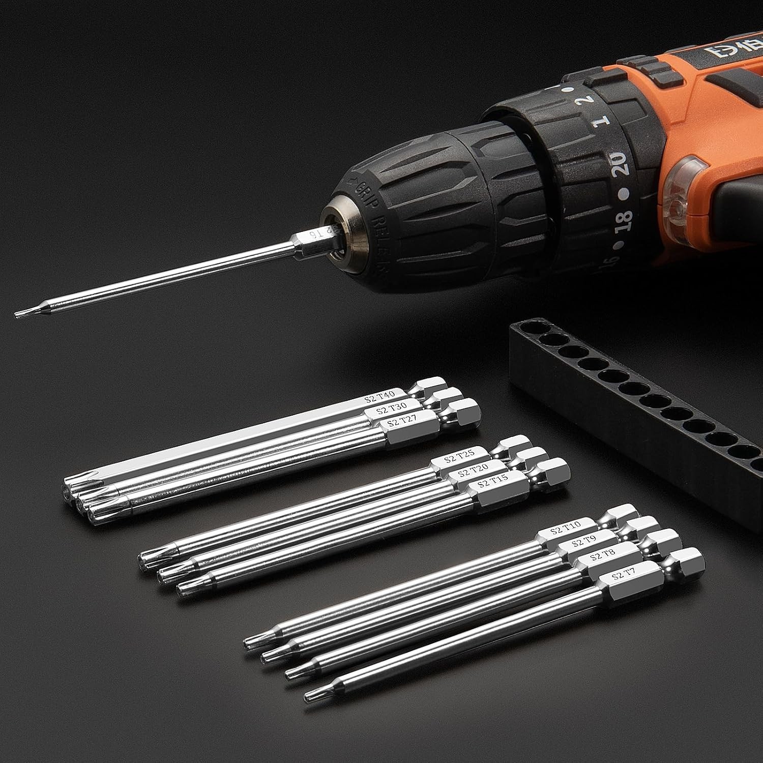 11 Piece Security Torx Bit Set (T6-T40), 1/4 Inch Hex Shank S2 Steel