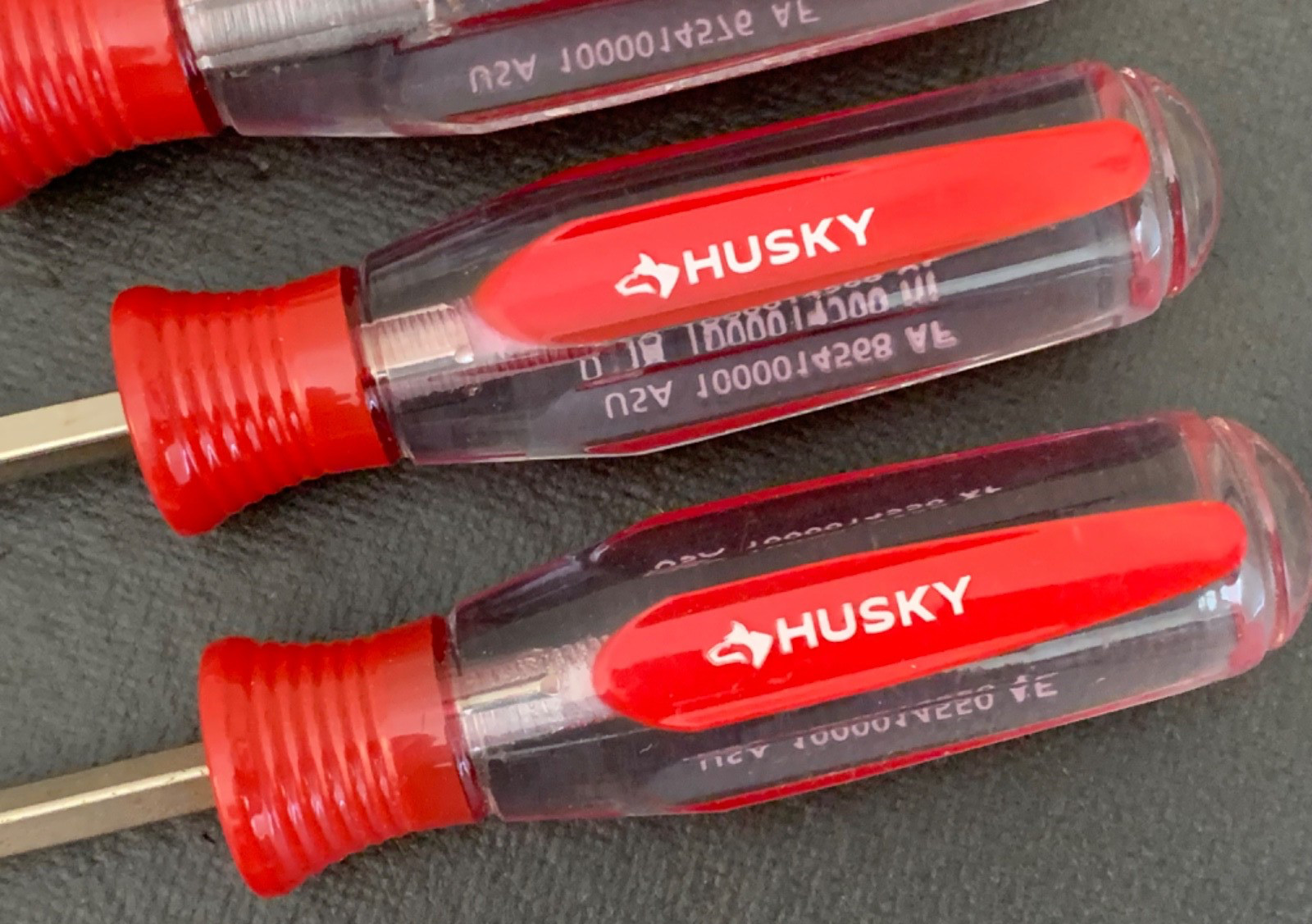 Lot of 5 Husky AF 1/4″, 3/16″, & 1/8″ Flat-Head Slotted Screwdrivers Made in USA