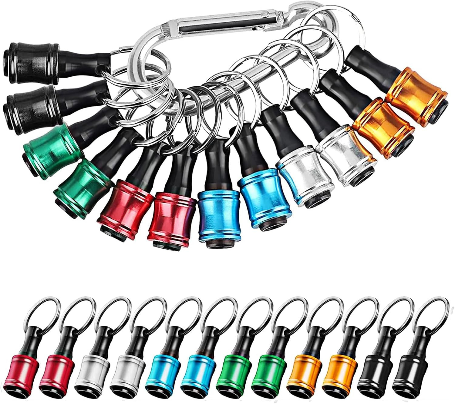 Linkstyle 12PCS 1/4 Inch Hex Shank Screwdriver Bits Holder Extension Bar Keychai