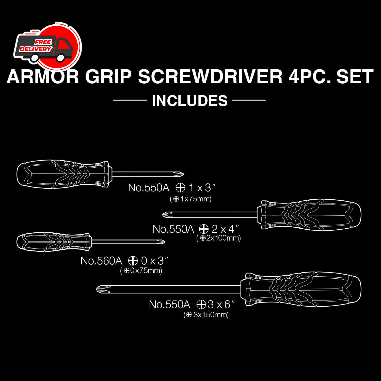 Premium JIS 4 JIS Screwdriver Set Japanese Industrial Standard Drivers Tools New