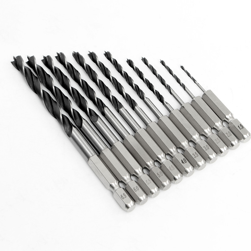 HSS Drill Bit Wood Specific Hex Shank Woodworking Wood Drills Size:1.5-10mm