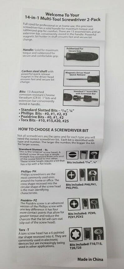 14 in 1 Multi Tool Screwdriver HALO 2 pack All in one Home Solution screw driver