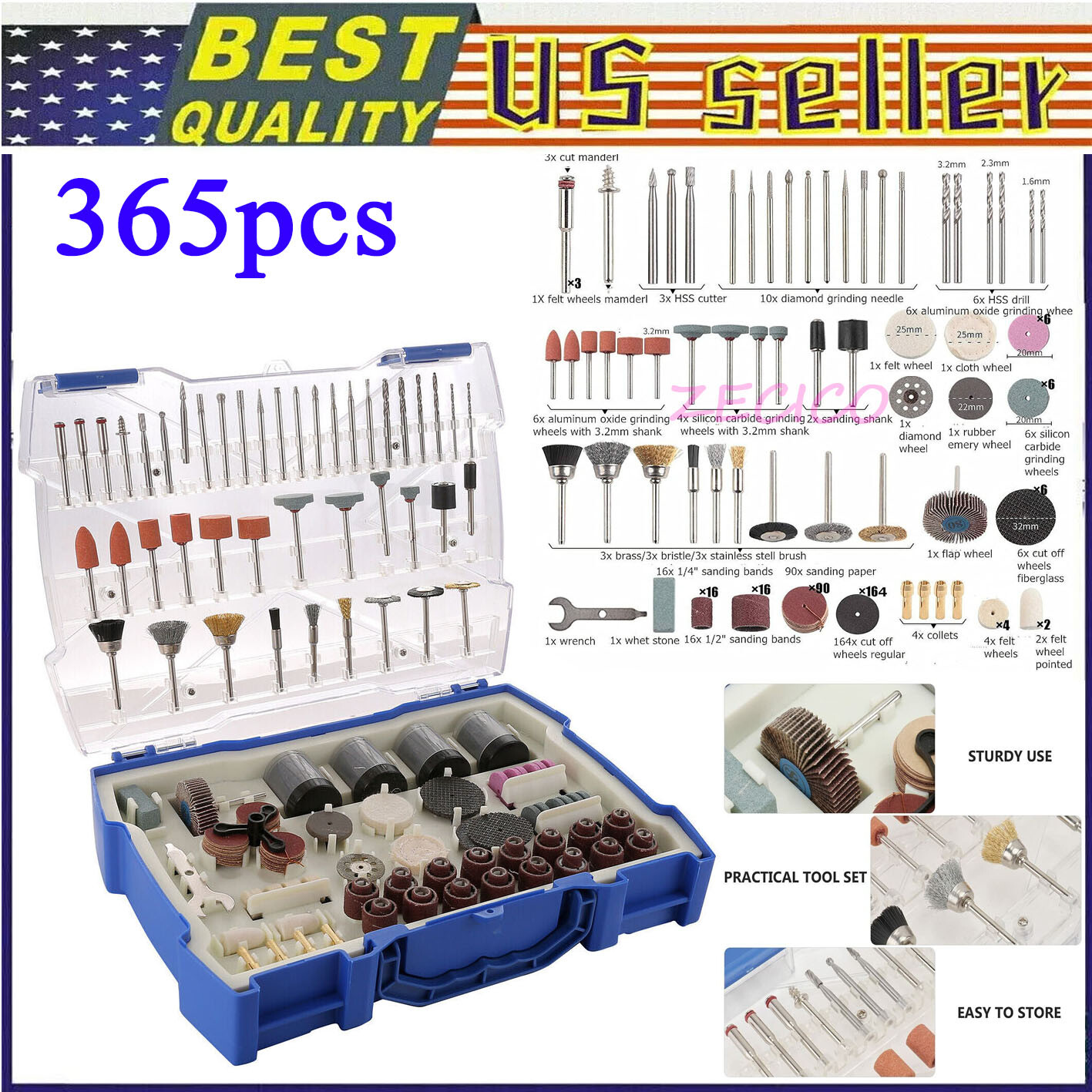 365Pc Abrasive Dremel Rotary Tool Accessories Kit Grinding Sanding Polishing Set