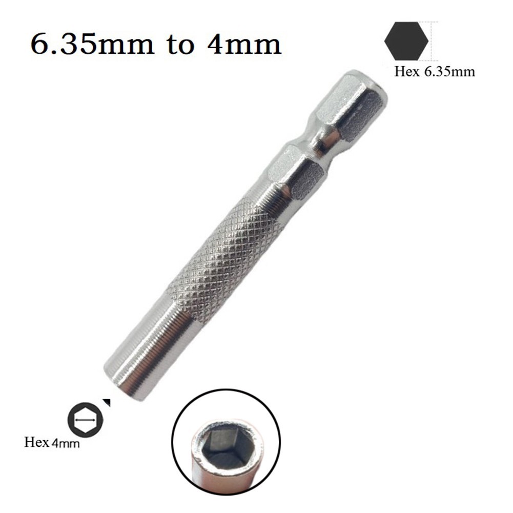 Silver 6.35mm 1/4″ Insert Bit Adapter 5PCS Hex 6.35mm Electric Screwdriver